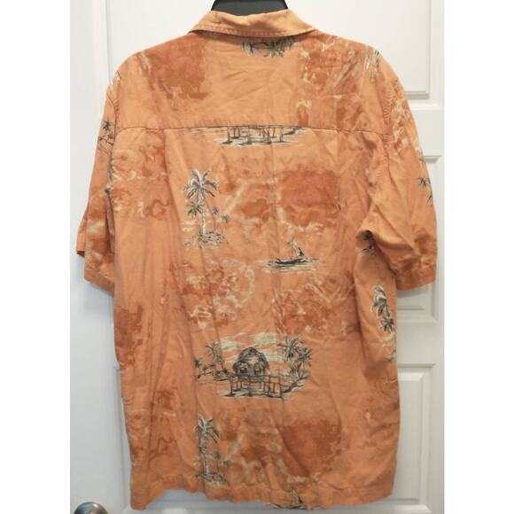 Calypso Joe Cotton Blend Hawaiian Shirt. Men's XL. Orange. - Picture 2 of 7